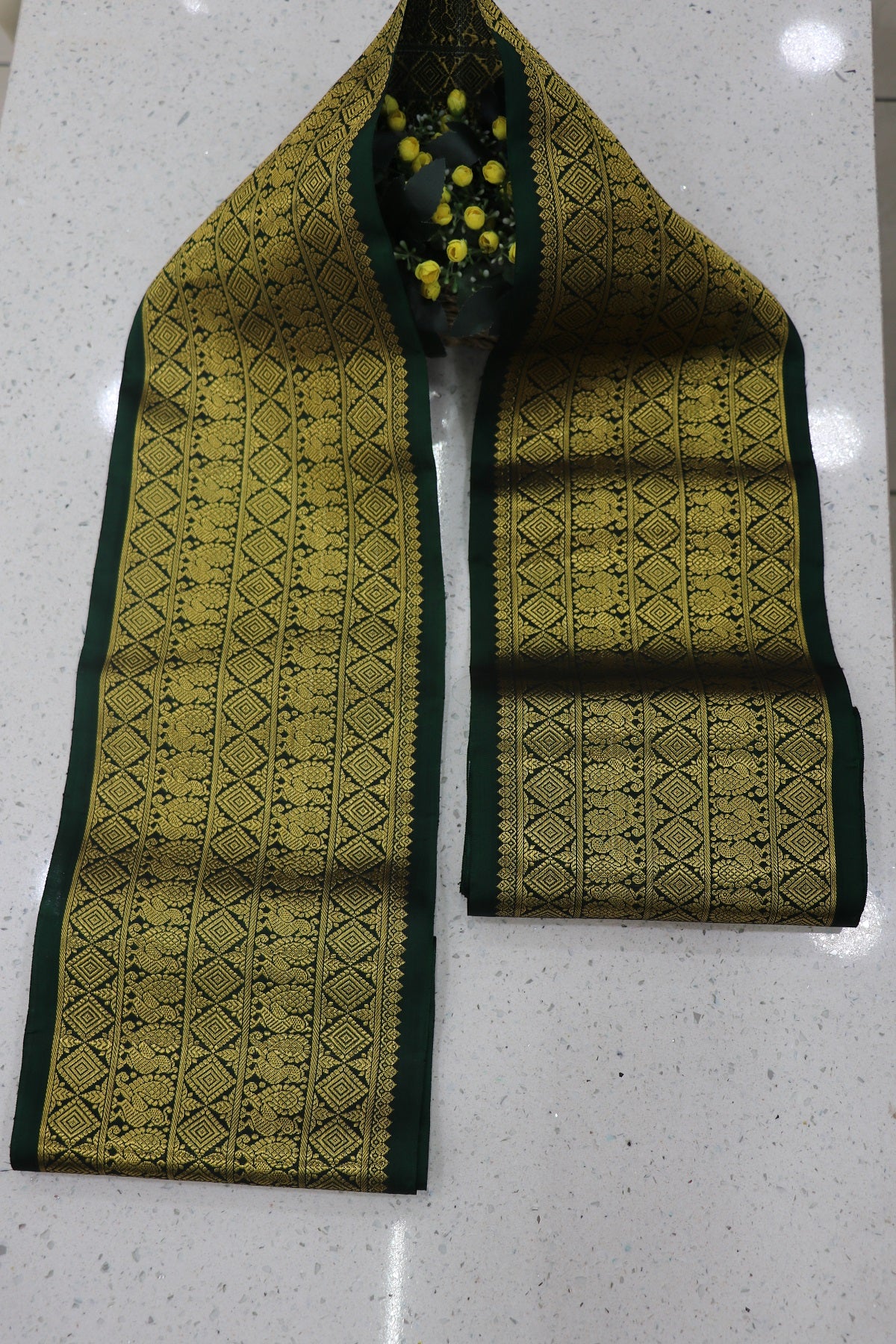 8 Inches  Pure Kanchi Border/Lace In Diamond & Annapakshi Woven Pattern