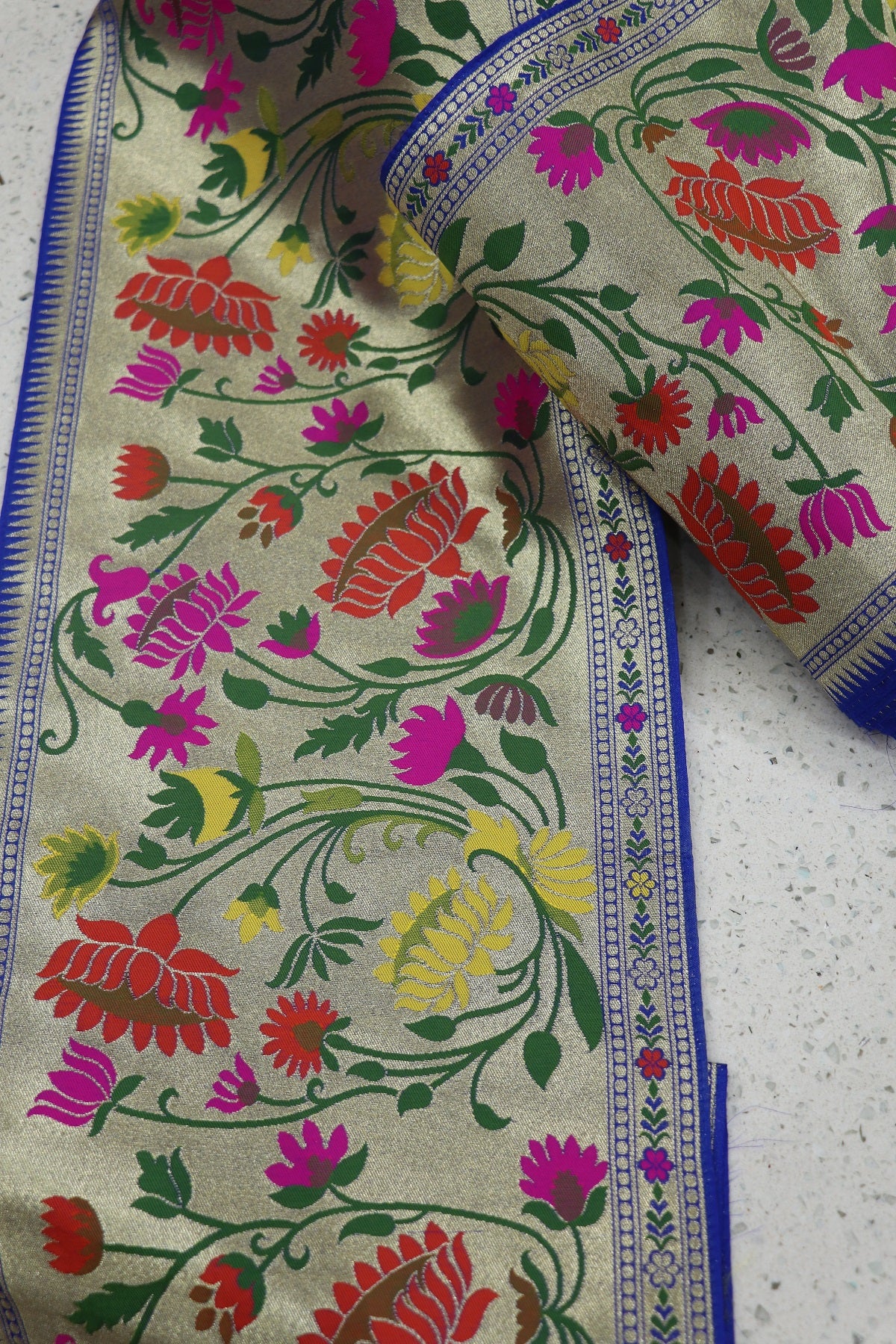 10 Inches Royal Blue Powerloom Paithani Border