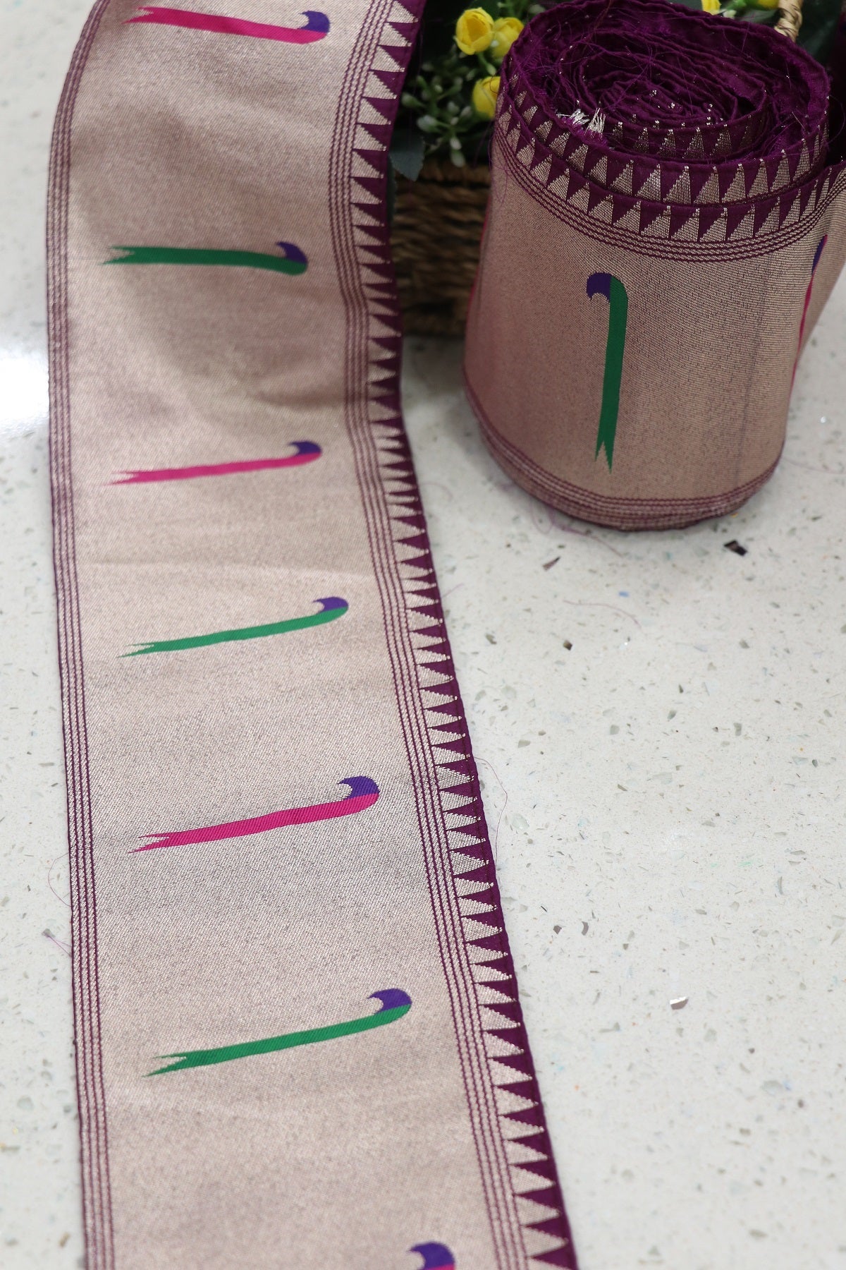 4 Inches Wine Purple Single Muniya Paithani Border