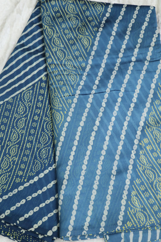 Pure Tussar Bandhani Leheriya & Paisley Printed fabric