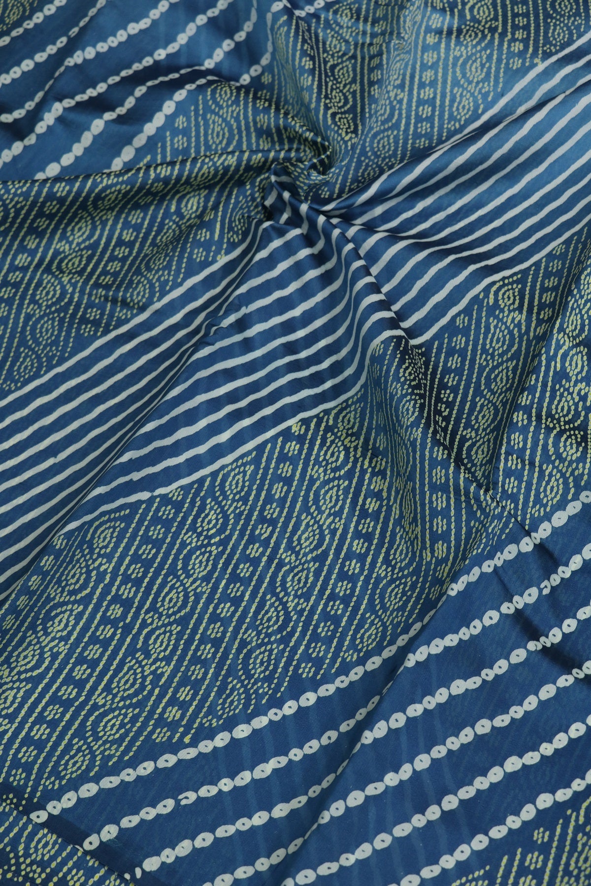 Pure Tussar Bandhani Leheriya & Paisley Printed fabric