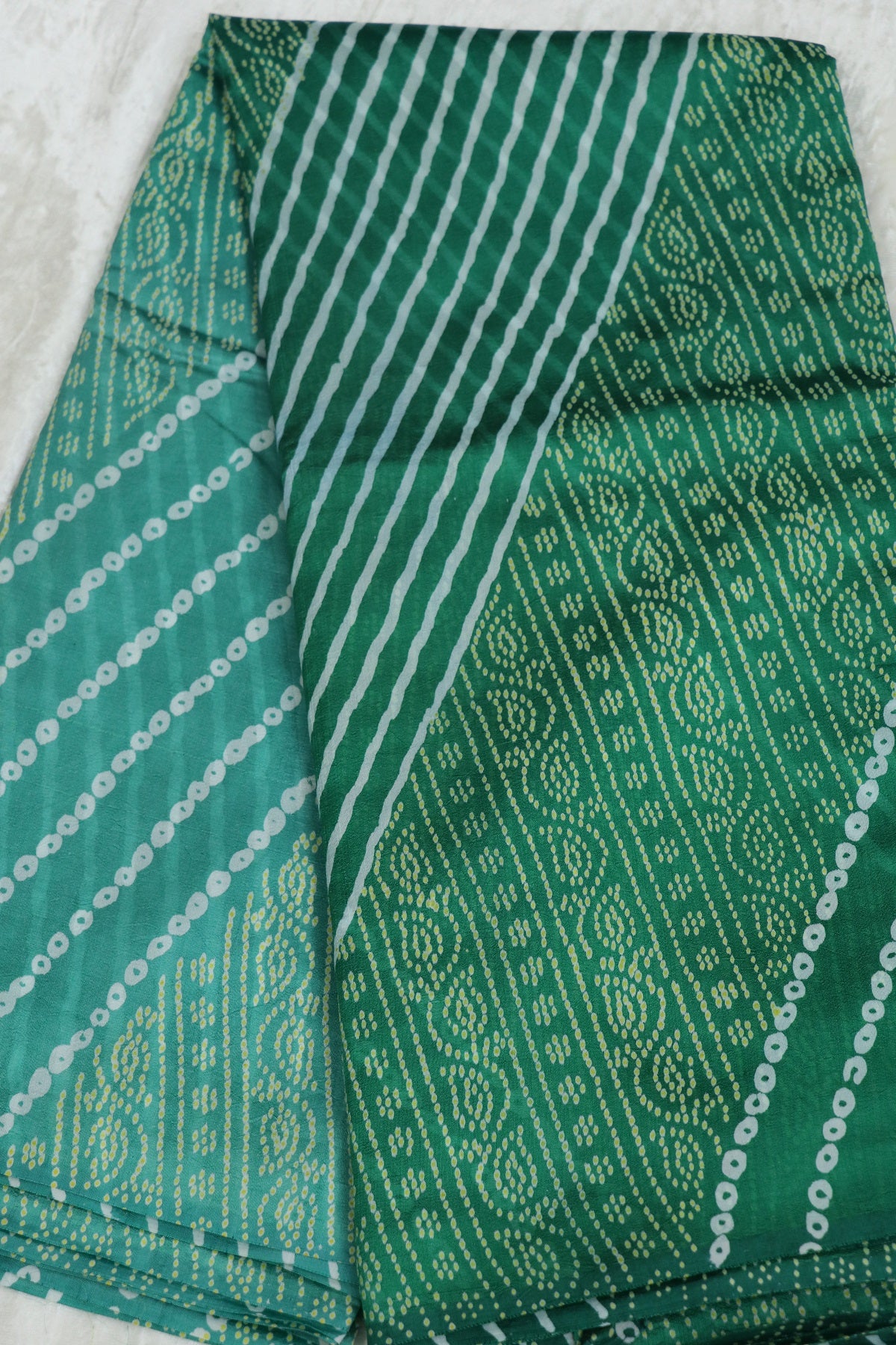 Pure Tussar Bandhani Leheriya & Paisley Printed fabric