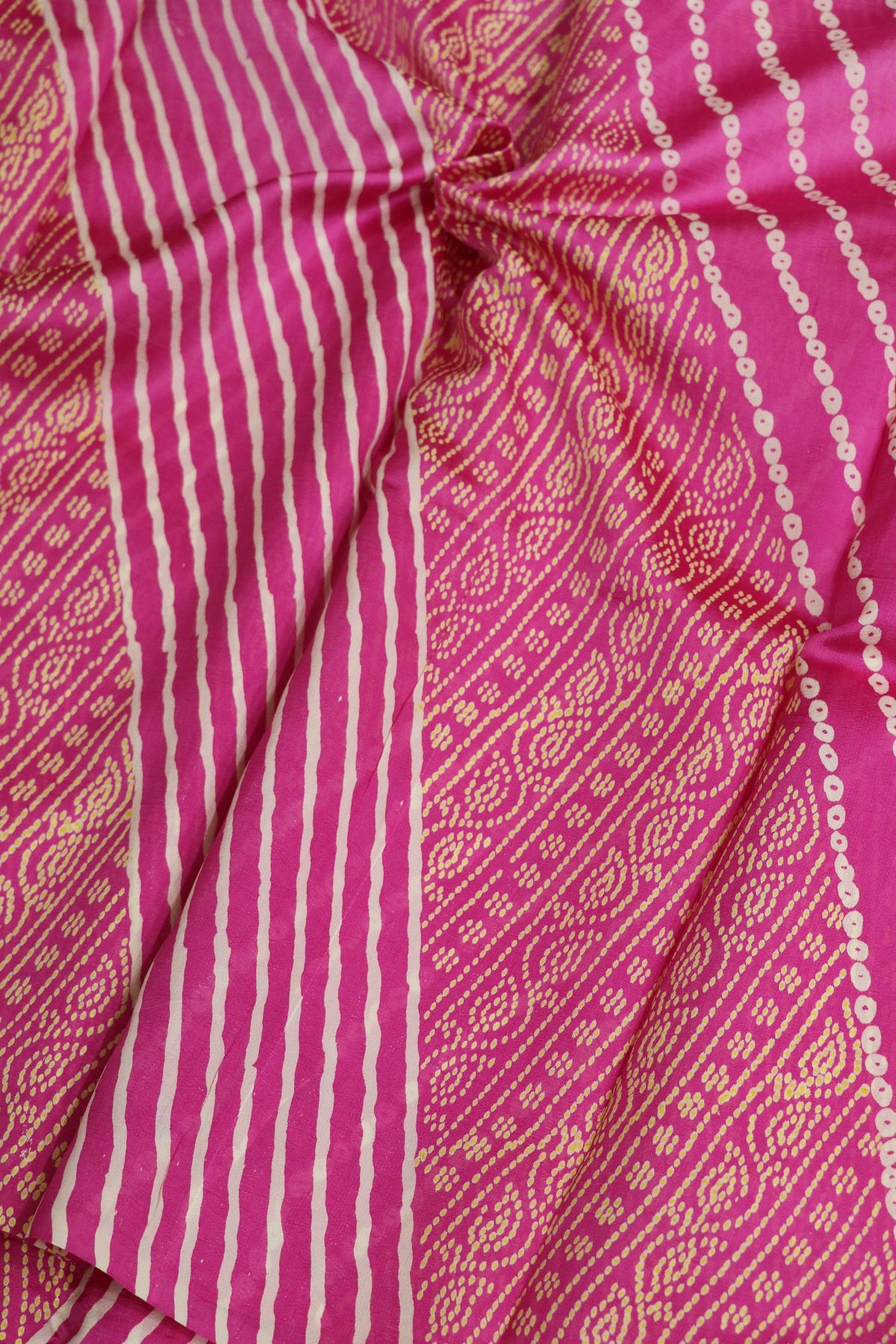 Pure Tussar Bandhani Leheriya & Paisley Printed fabric