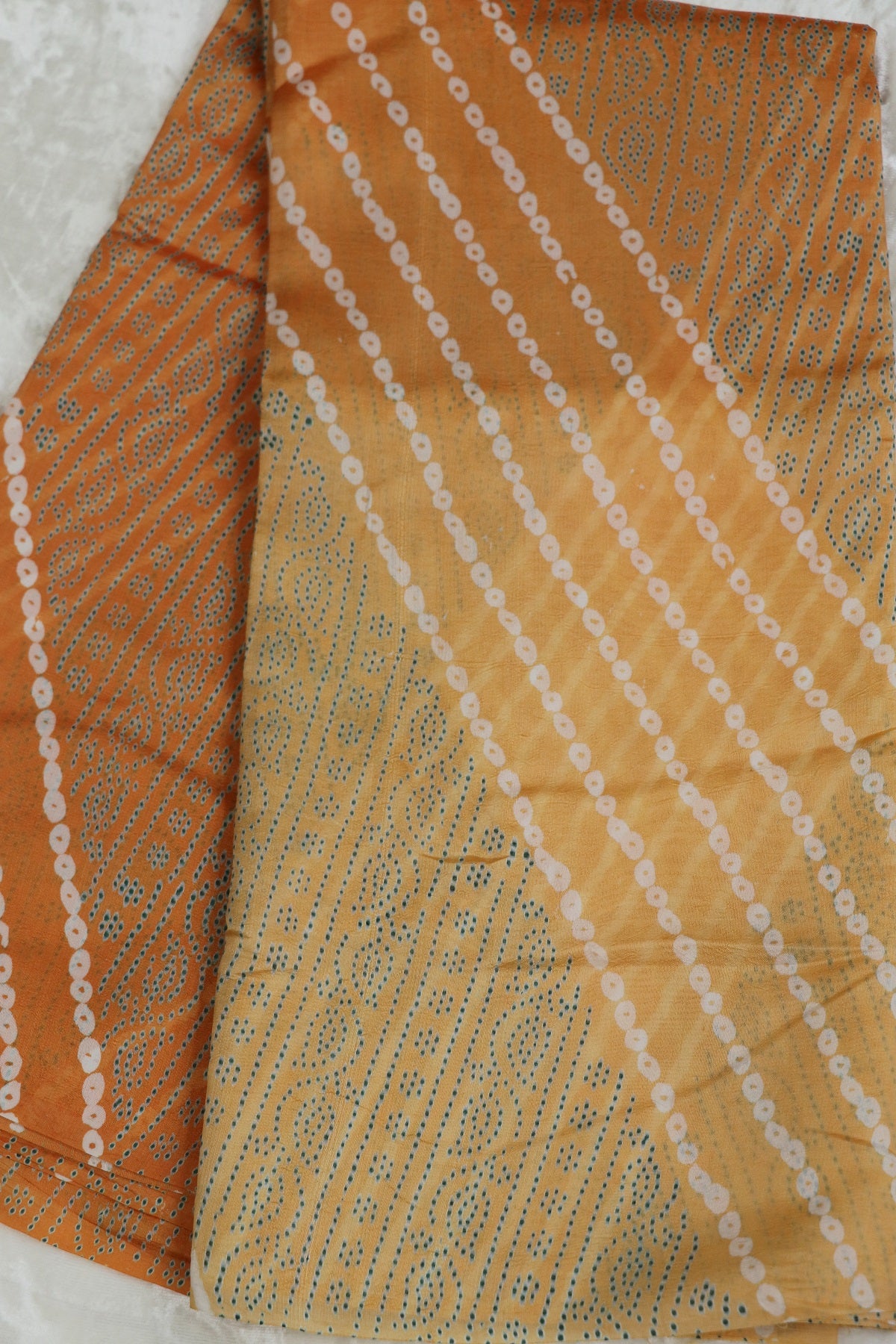 Pure Tussar Bandhani Leheriya & Paisley Printed fabric