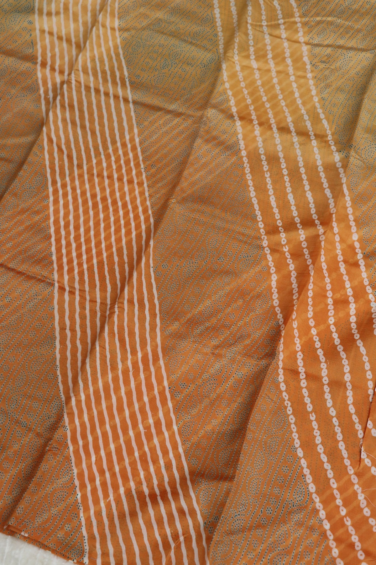 Pure Tussar Bandhani Leheriya & Paisley Printed fabric