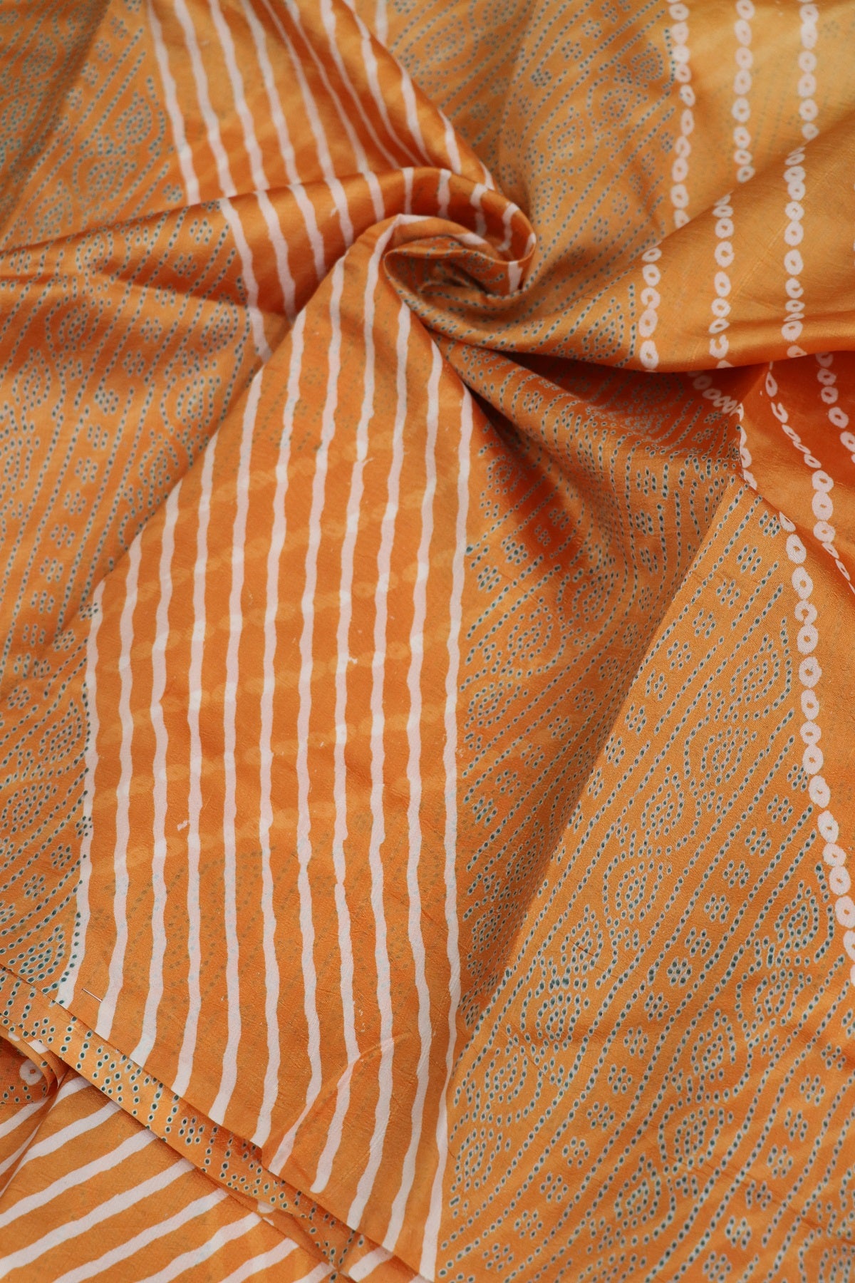 Pure Tussar Bandhani Leheriya & Paisley Printed fabric