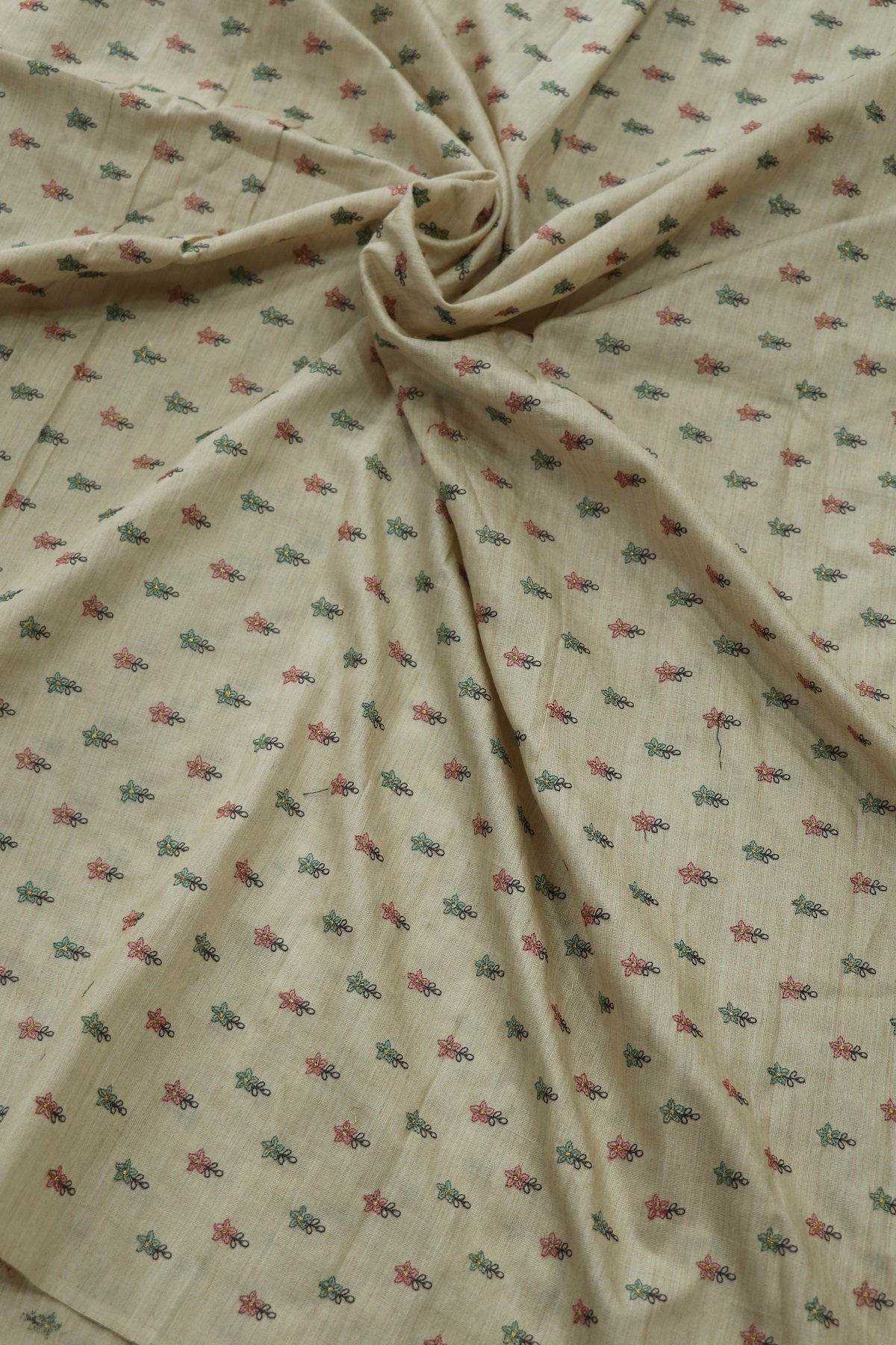Pure Moonga Tussar  Embroidered With Dark Multi Color Threads