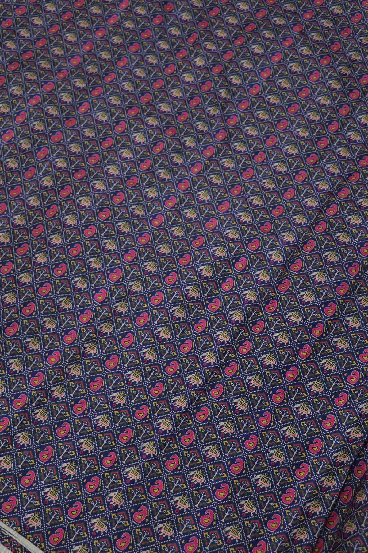 Mango & Elephant Printed  Patola Semi Rawsilk Fabric
