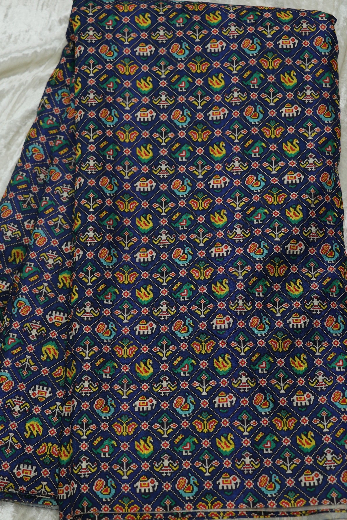 Semi Rawsilk Traditional Patola Design Printed Fabric
