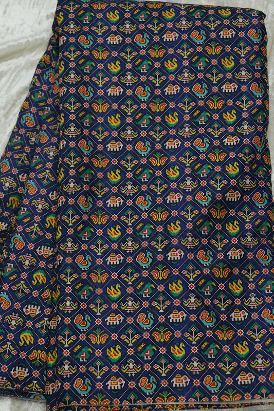 Semi Rawsilk Traditional Patola Design Printed Fabric