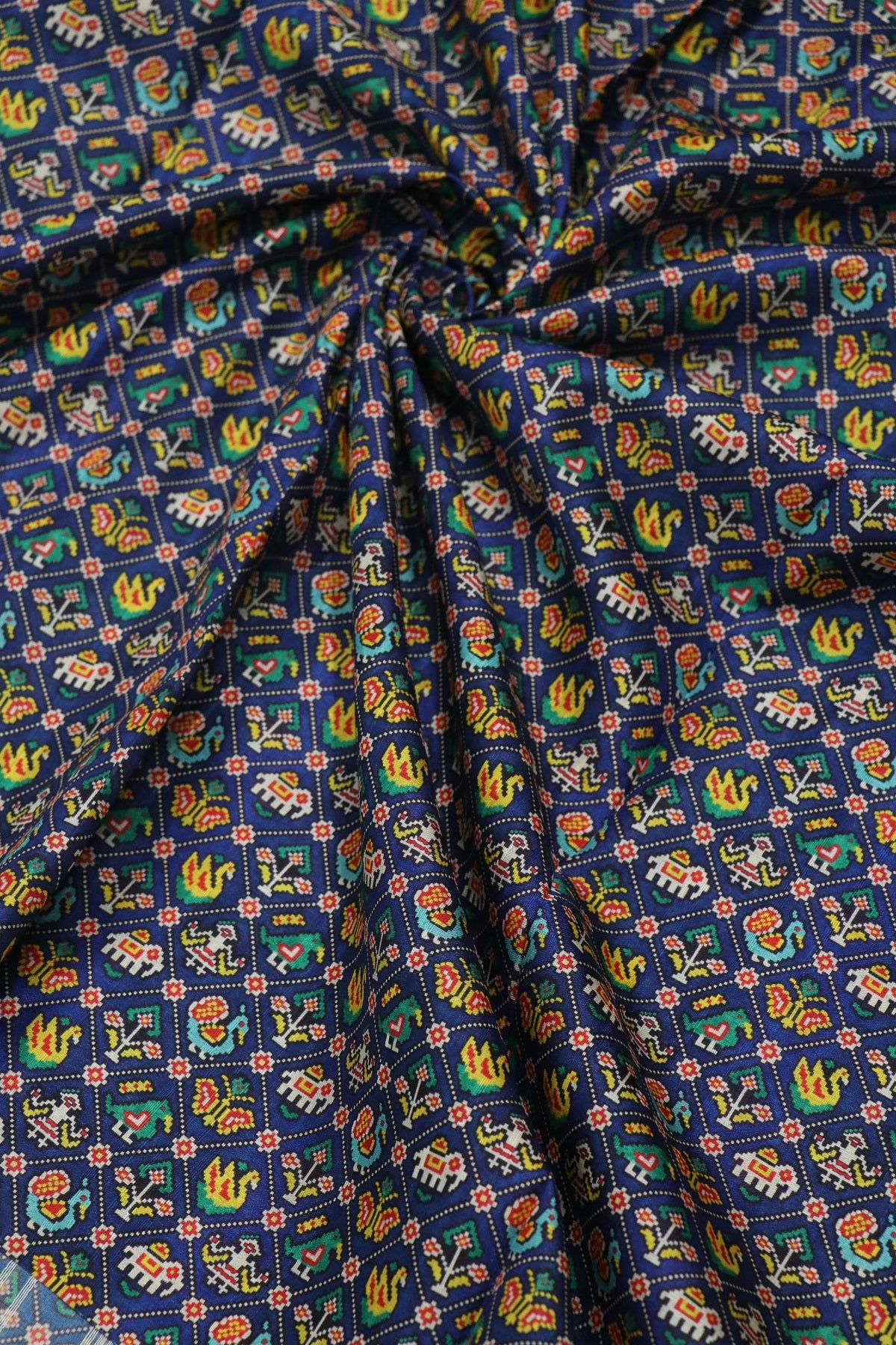 Semi Rawsilk Traditional Patola Design Printed Fabric