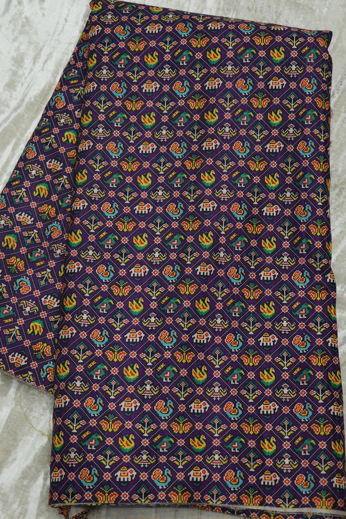 Semi Rawsilk Traditional Patola Design Printed Fabric