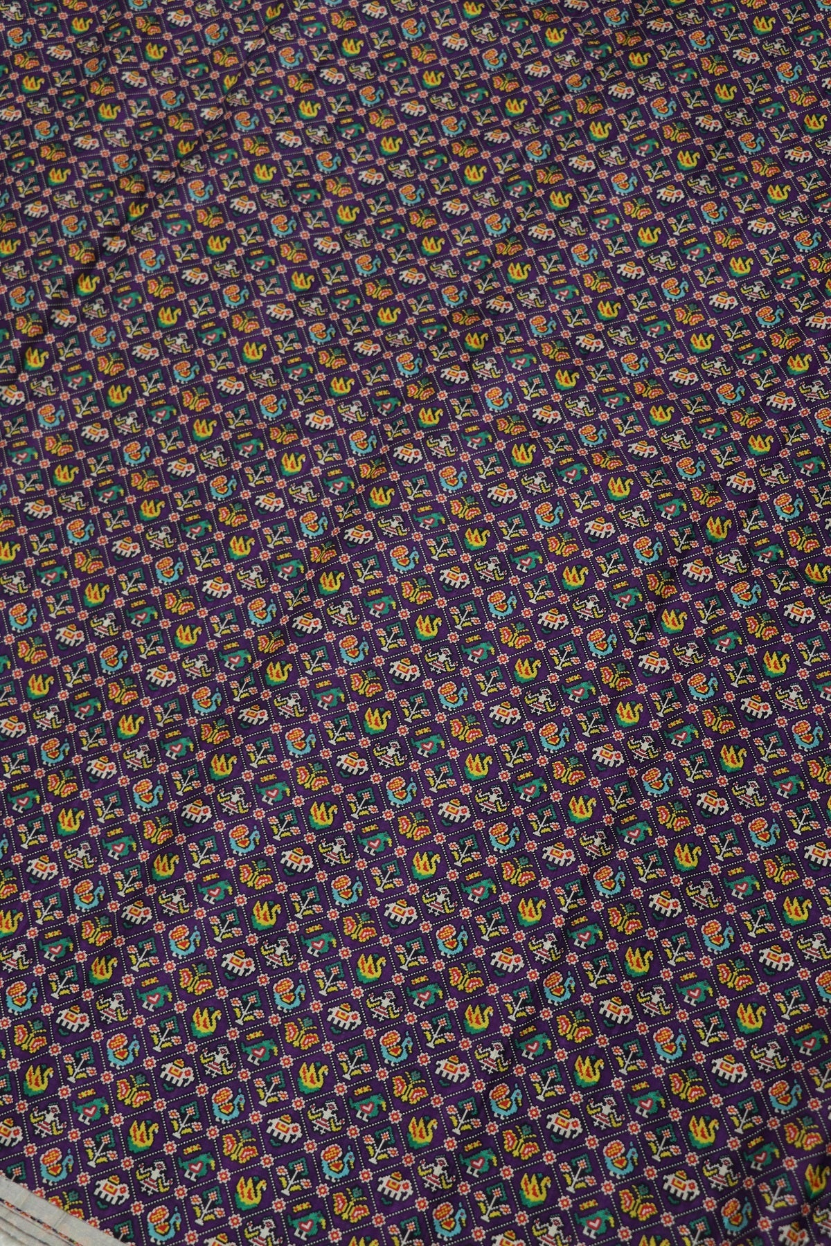 Semi Rawsilk Traditional Patola Design Printed Fabric