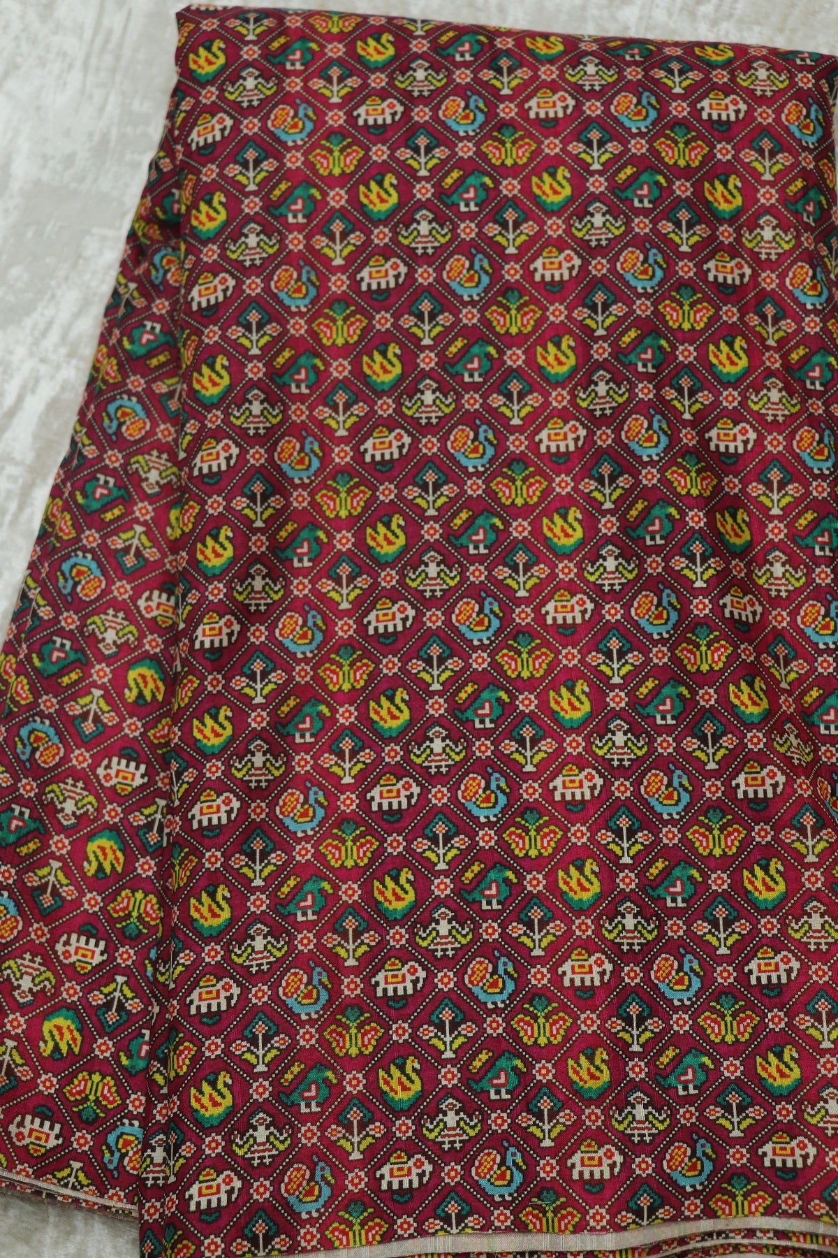 Semi Rawsilk Traditional Patola Design Printed Fabric