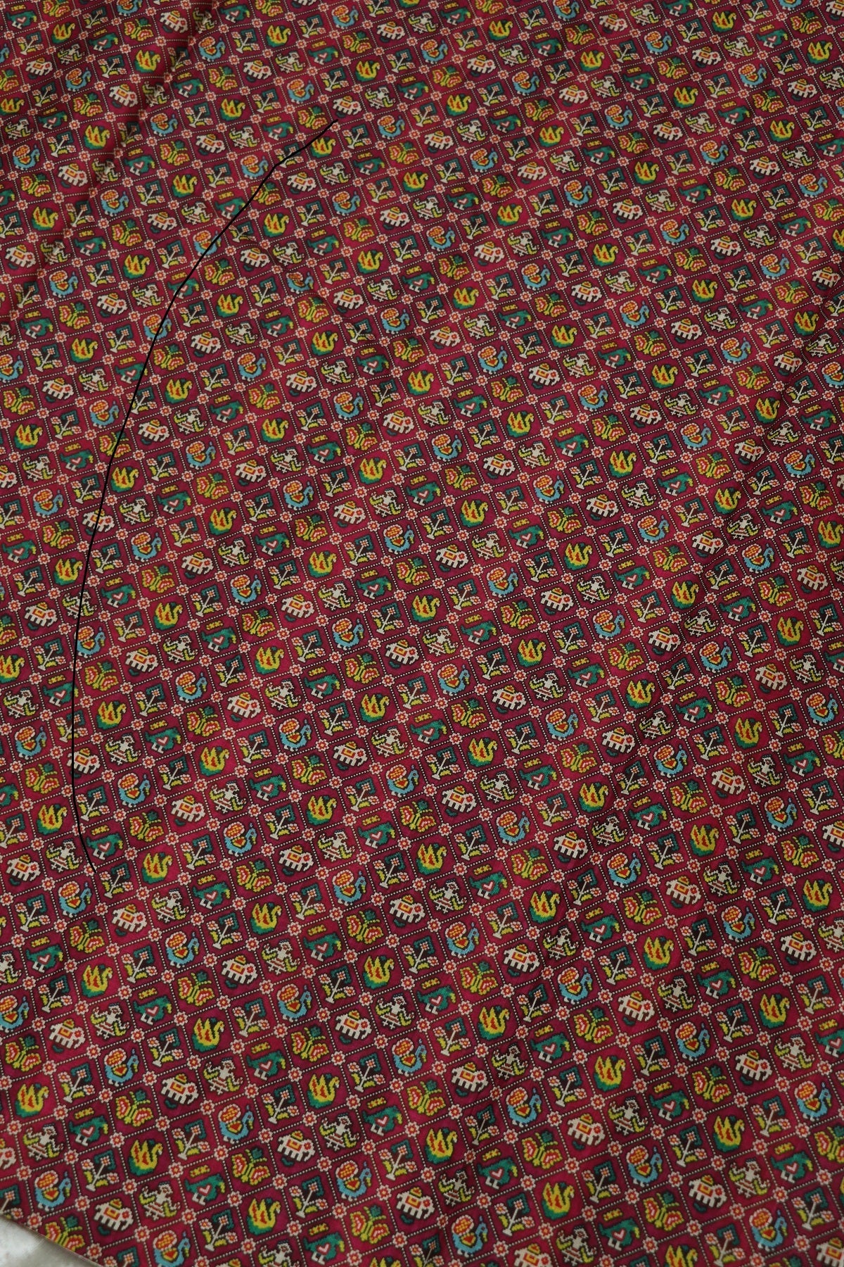 Semi Rawsilk Traditional Patola Design Printed Fabric