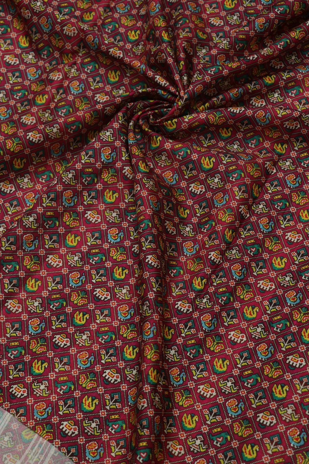 Semi Rawsilk Traditional Patola Design Printed Fabric