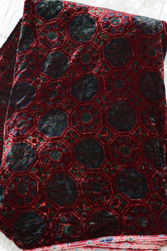 Pure Velvet Ajrak Printed Fabric
