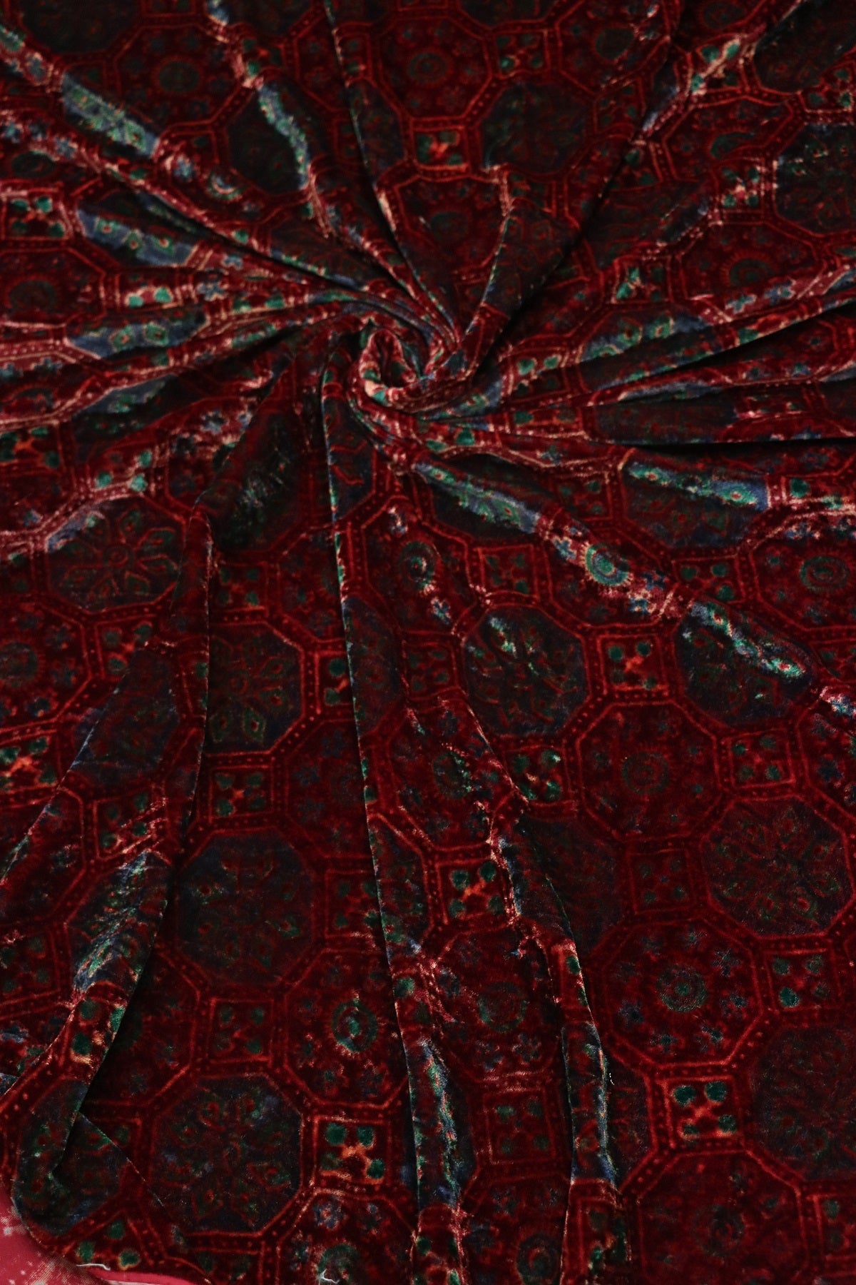 Pure Velvet Ajrak Printed Fabric