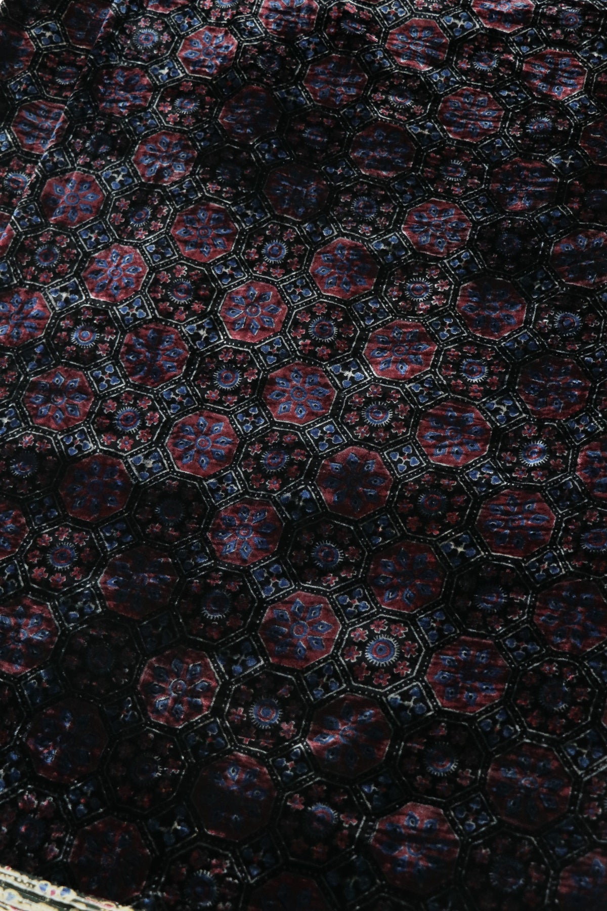 Pure Velvet Ajrak Printed Fabric