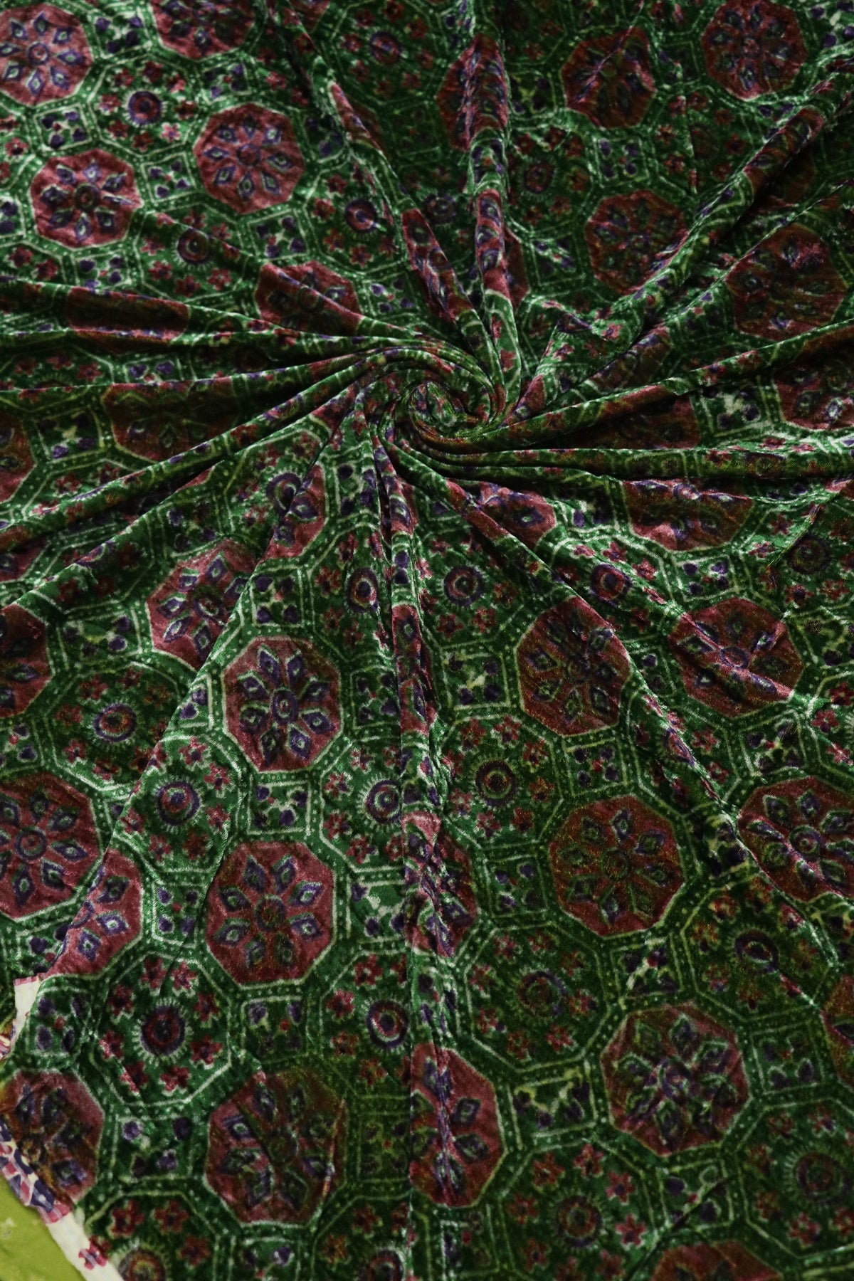 Pure Velvet Ajrak Printed Fabric