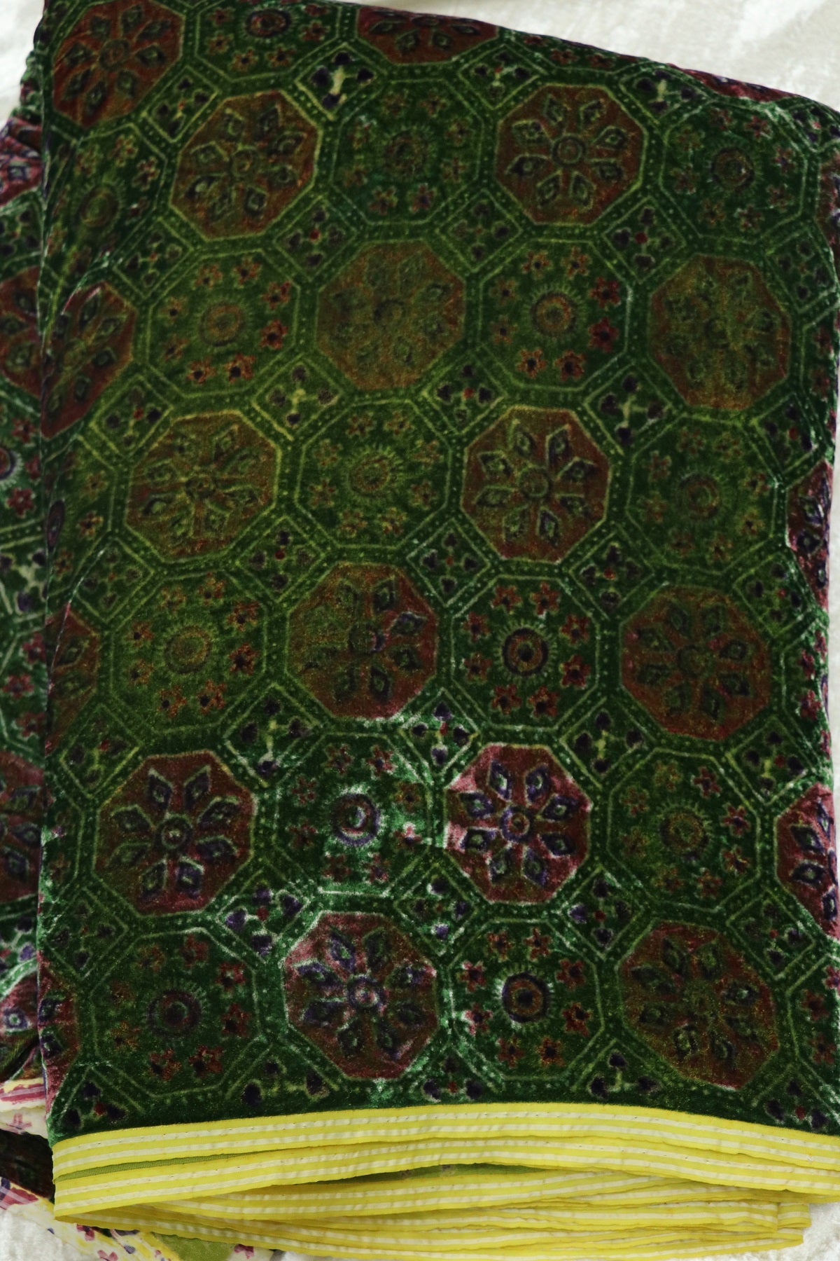 Pure Velvet Ajrak Printed Fabric