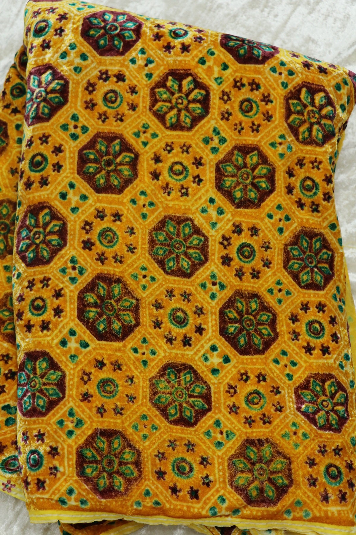 Pure Velvet Ajrak Printed Fabric