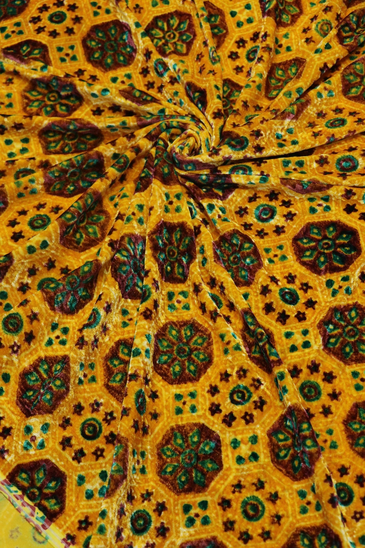 Pure Velvet Ajrak Printed Fabric
