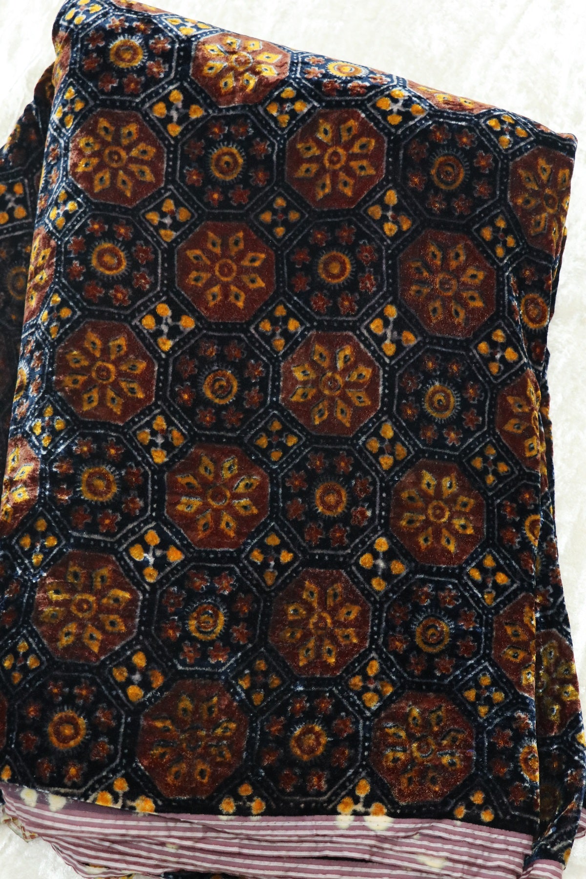 Pure Velvet Ajrak Printed Fabric