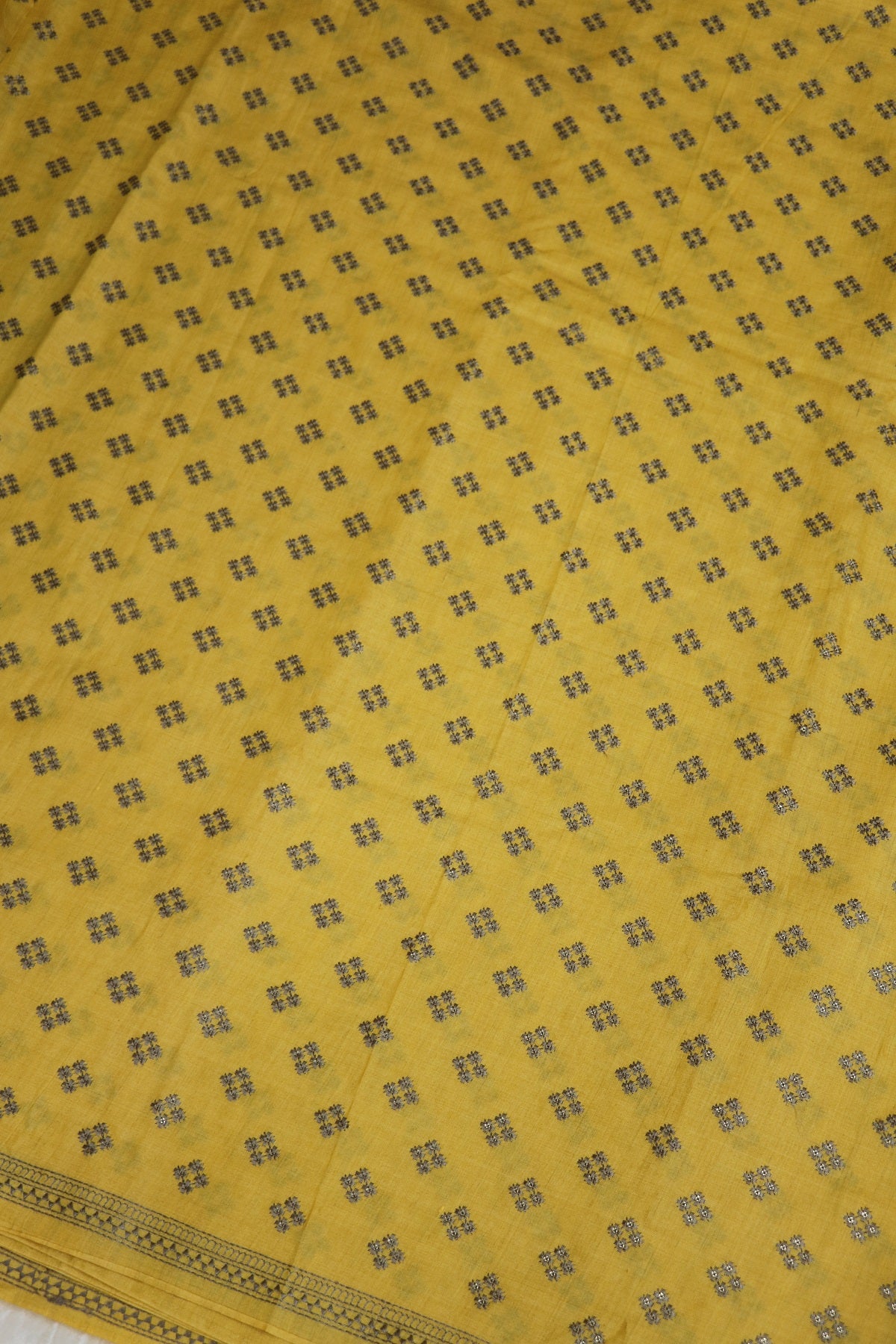 Pure Moonga Tussar Geometric Embroidered Fabric