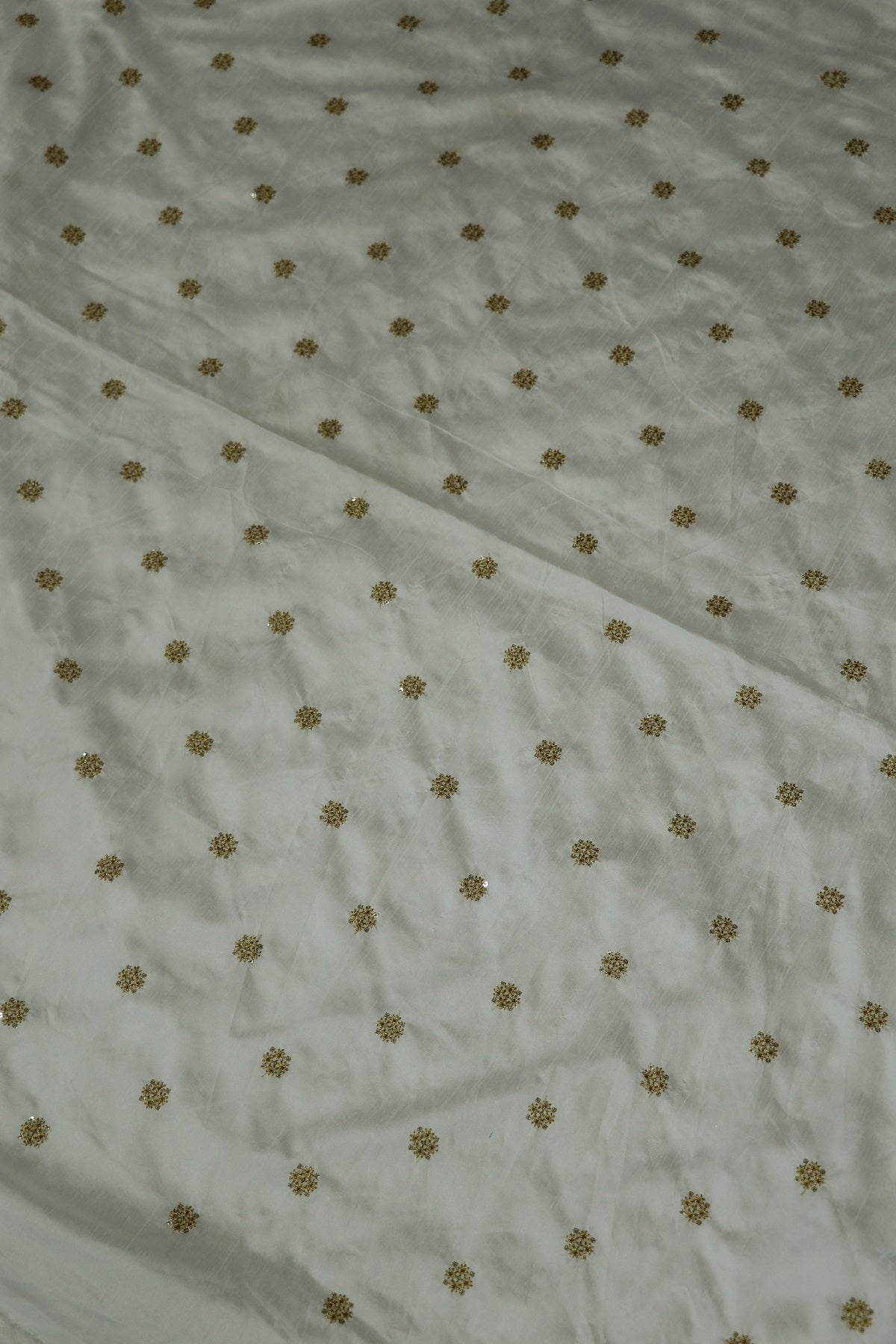 Falling Rawsilk Zari Thread Embroidered Butties Dyeable Fabric
