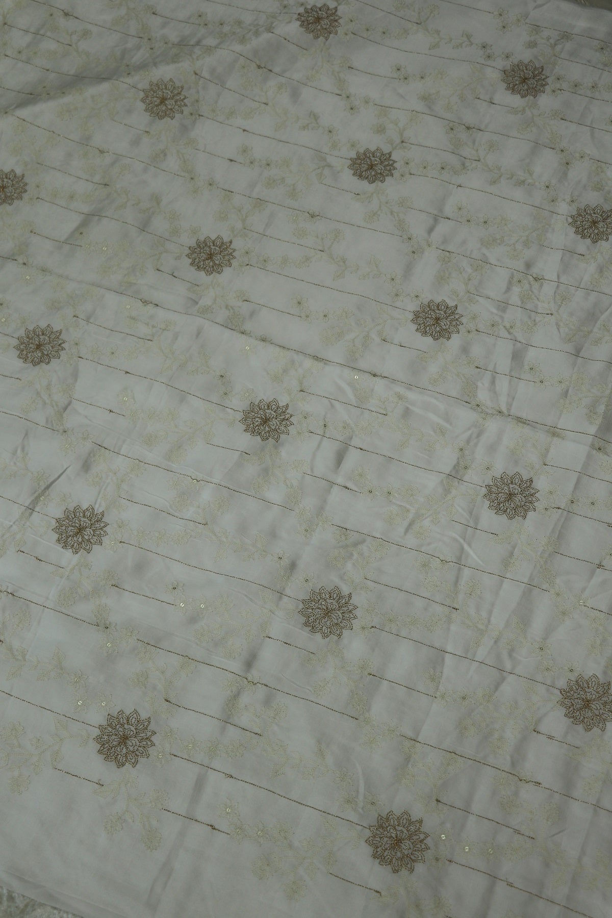 Mulberry Silk Asymmetrical Embroidered White Dyeable Fabric