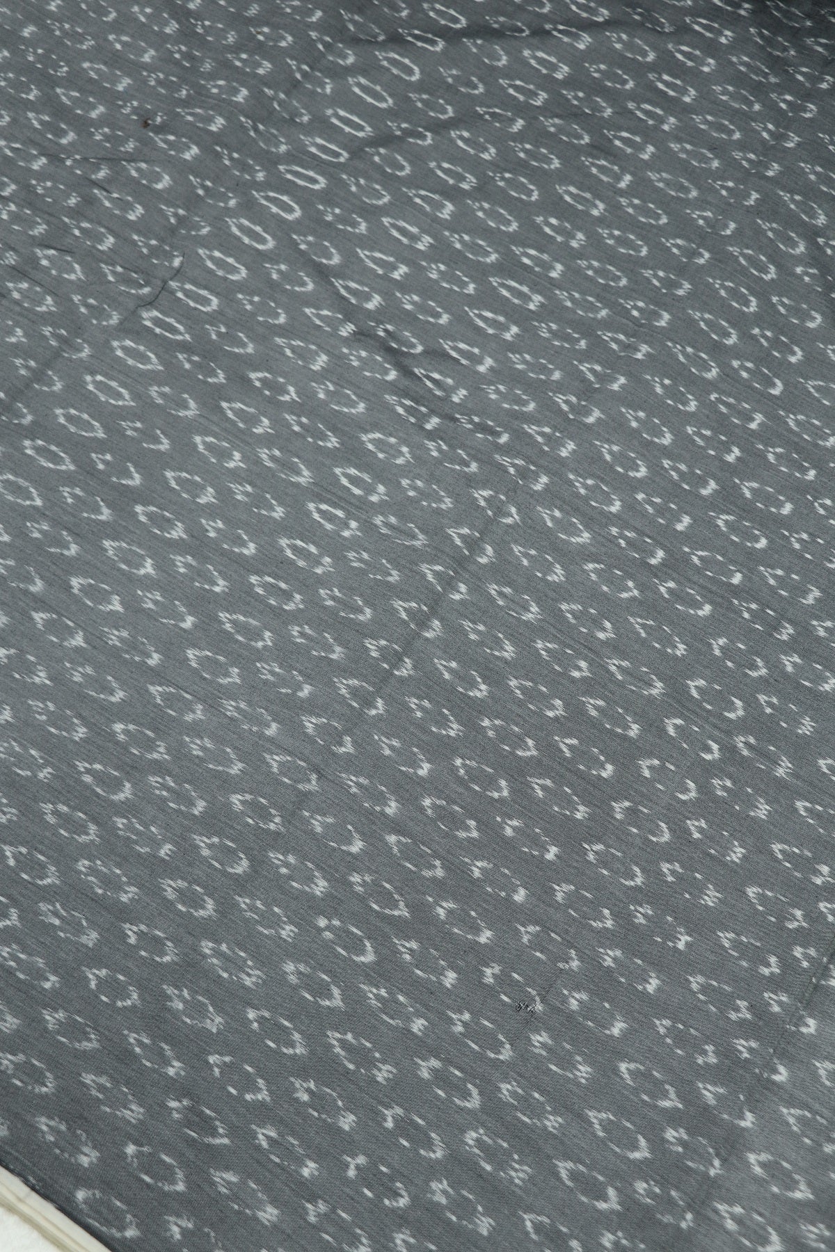 Steel Grey Mercerised Ikkat With White Woven Designed Fabric
