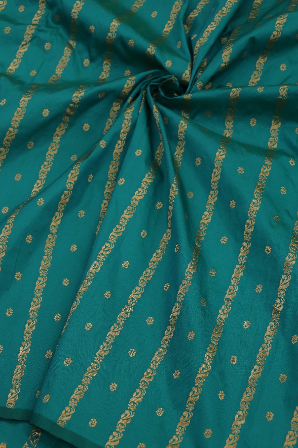 Banaras Floral Butties & Vertical Gold Zari Woven Fabric