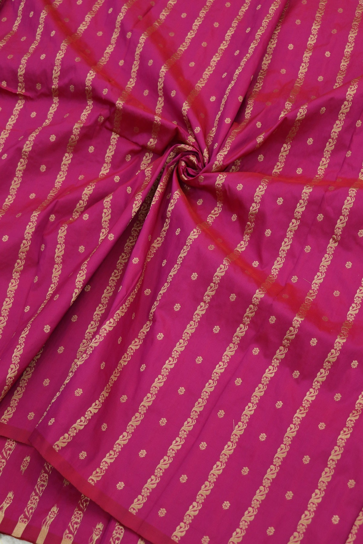 Banaras Floral Butties & Vertical Gold Zari Woven Fabric