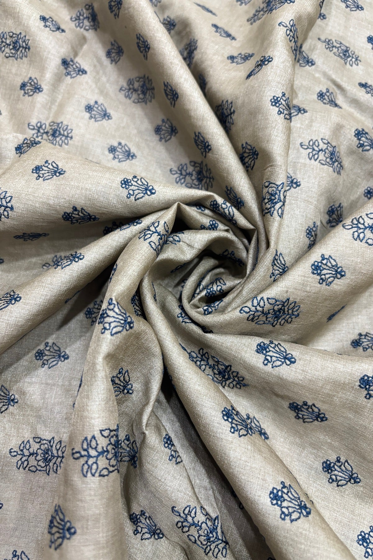 Cypress Floral Buta Embroidered Pure Tussar Fabric