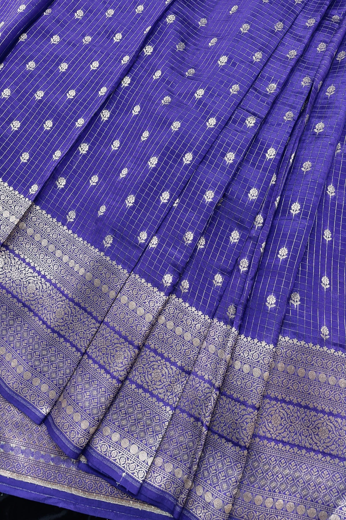 Vintage Checks Pure Banaras Silk Lehenga Fabric