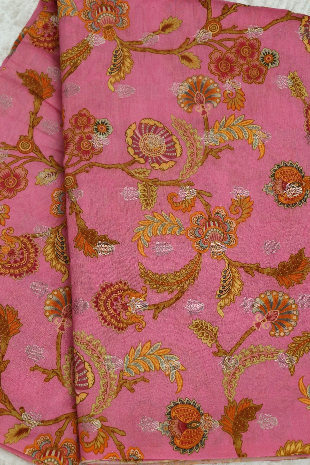 Pure  Chanderi Wild Floral Printed Woven Fabric