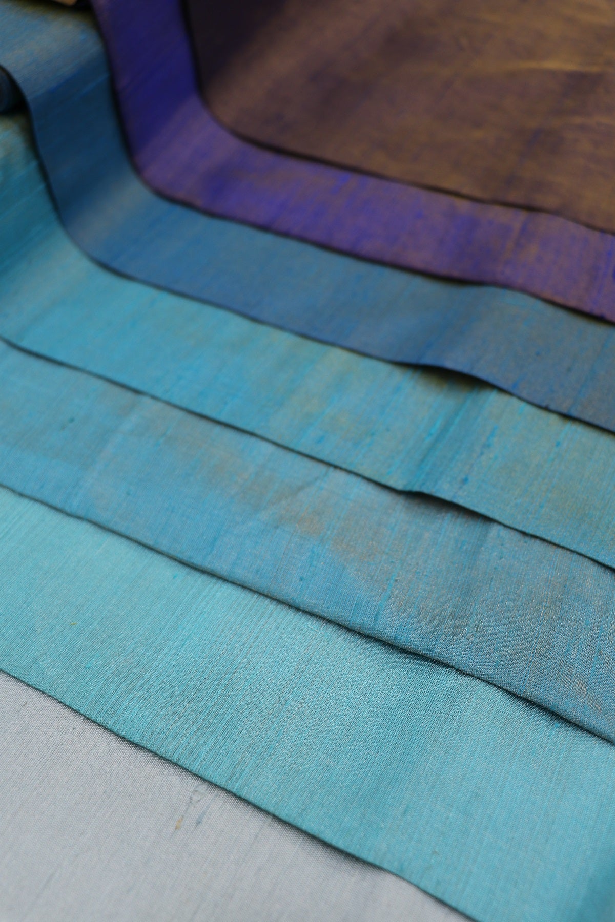 Hues of Blue Pure Tissue Raw Silk Fabric