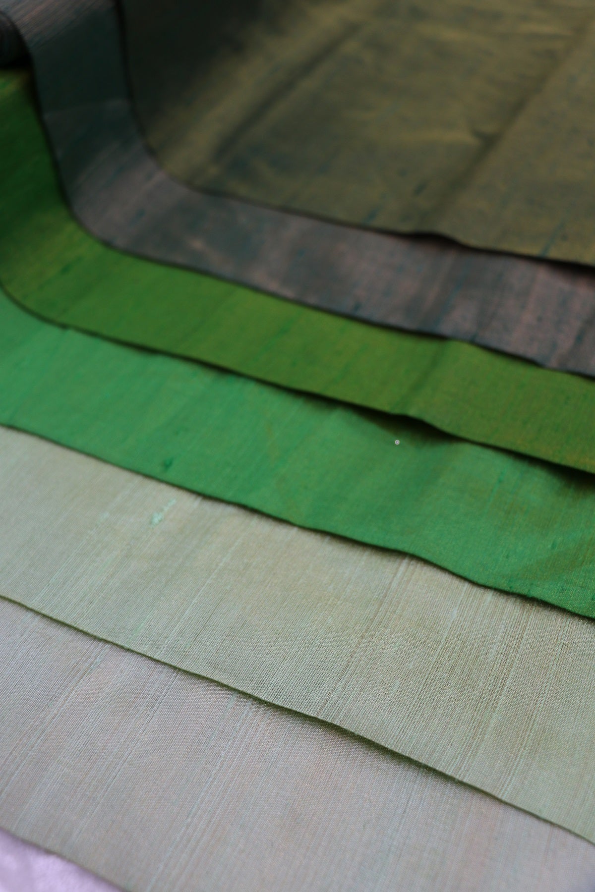 Hues Of Green Pure Tissue Raw Silk Fabric