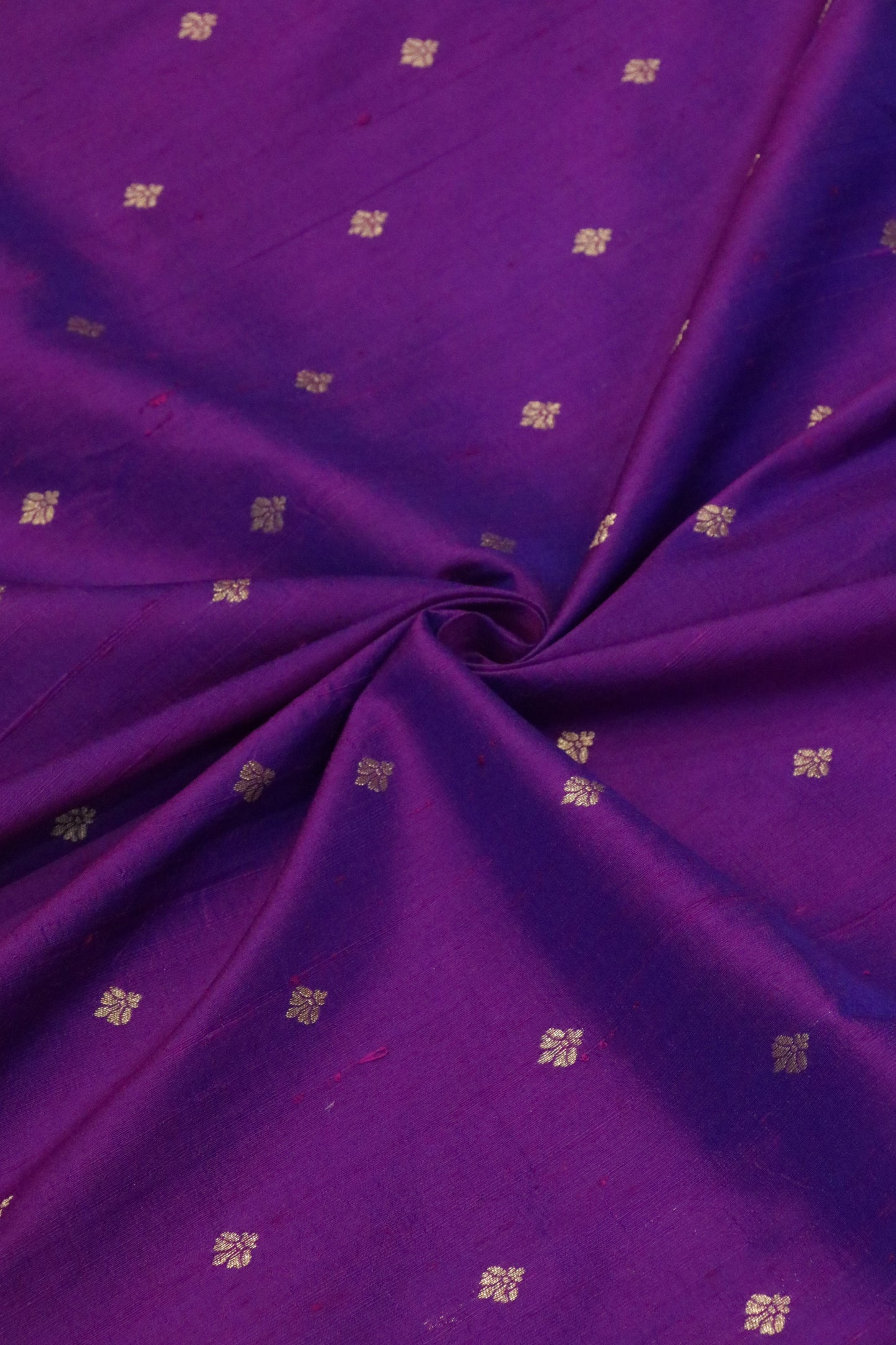 Pure Raw Silk Golden Zari Buta Weaved Fabric