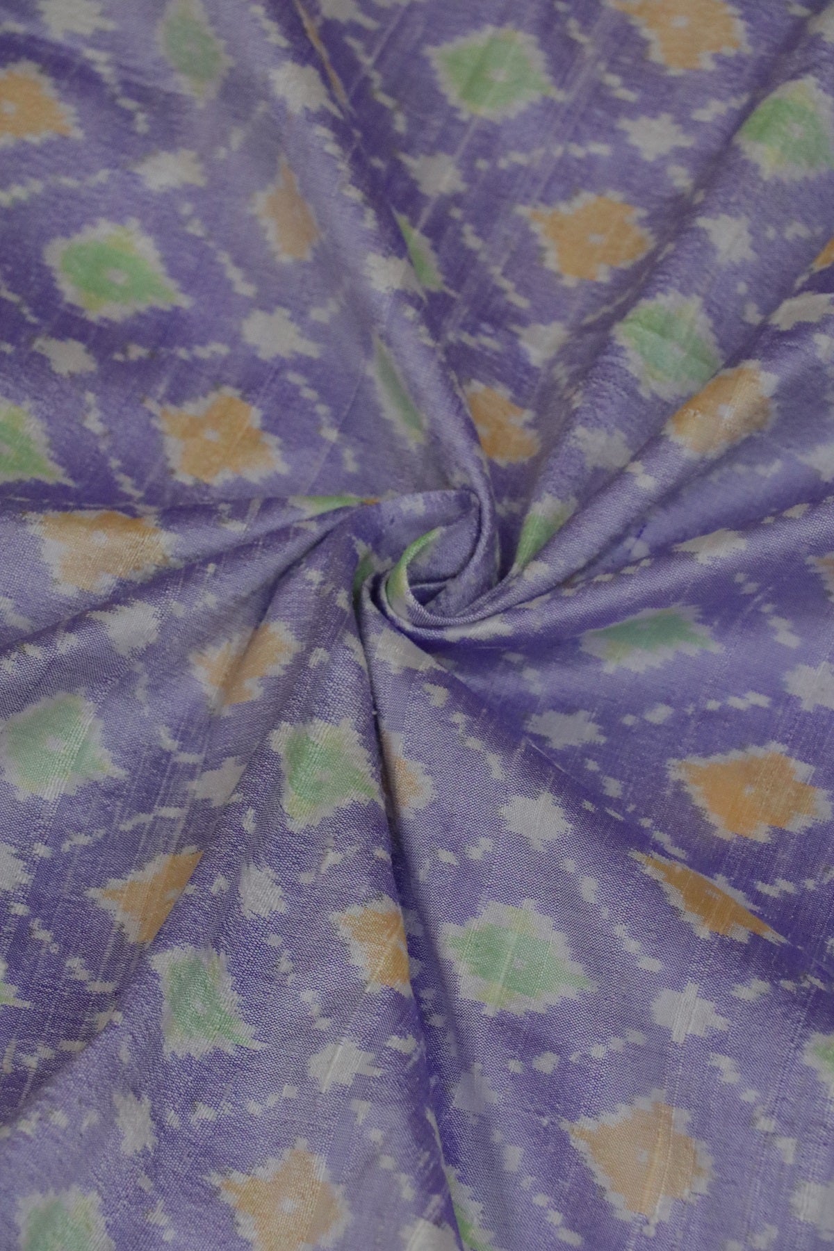 Light Cobalt Blue Pure Rawsilk Ikkat Hand Woven  Fabric