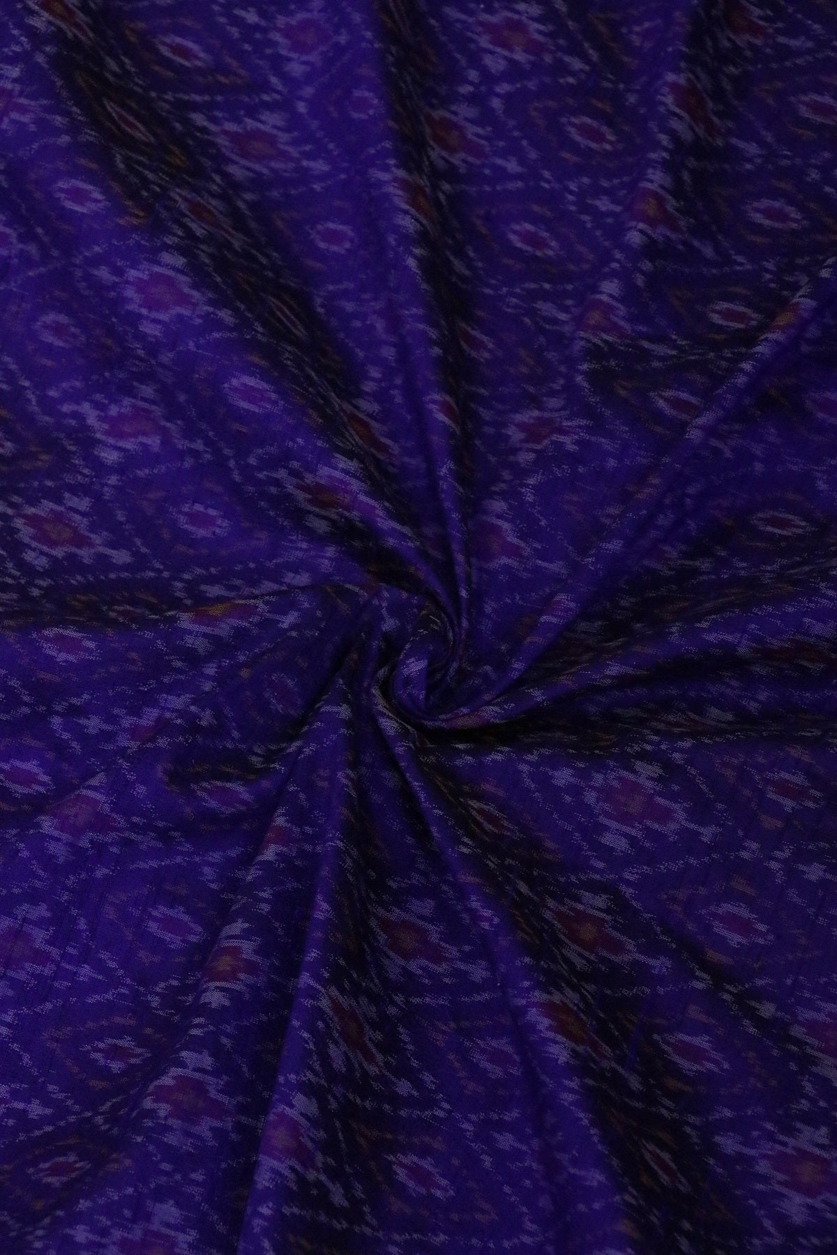 Mid Night Blue Pure Rawsilk Ikkat Hand Woven Fabric