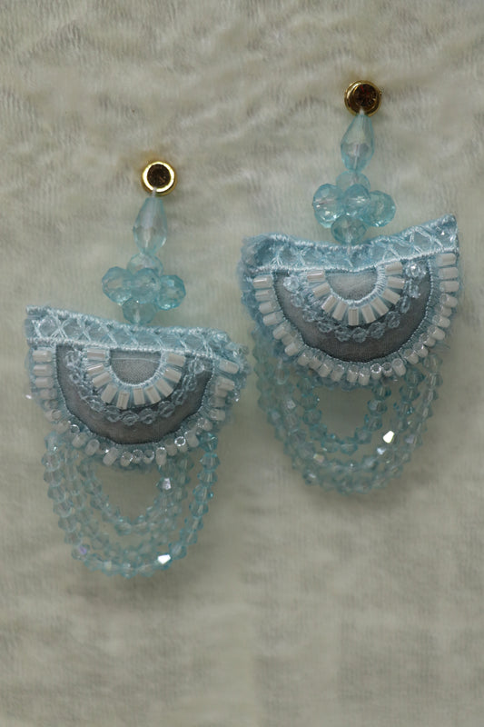 Half Moon Shaped Crystal Beads Hanging & Worked Blouse Latkans
