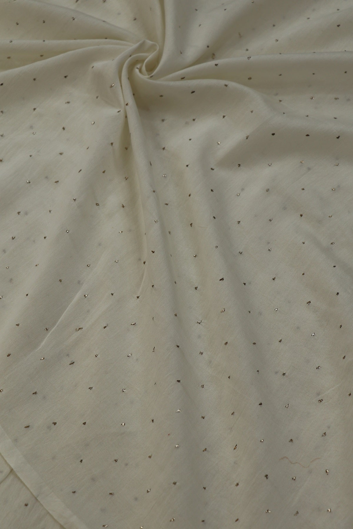 Pure Chanderi Dotted Mukaish Embroidered Fabric