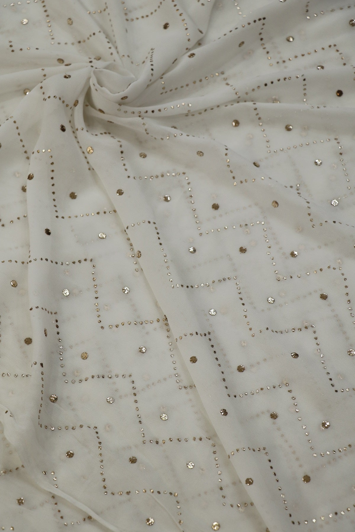 Pure Georgette Mukaish Work With Waves Patterned