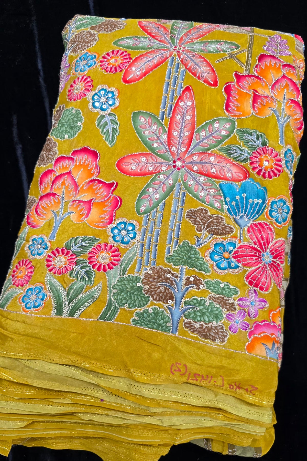 Harlequin & Botanical Prints Embroidered Natural Crepe Fabric