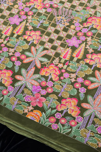Harlequin & Botanical Prints Embroidered Natural Crepe Fabric