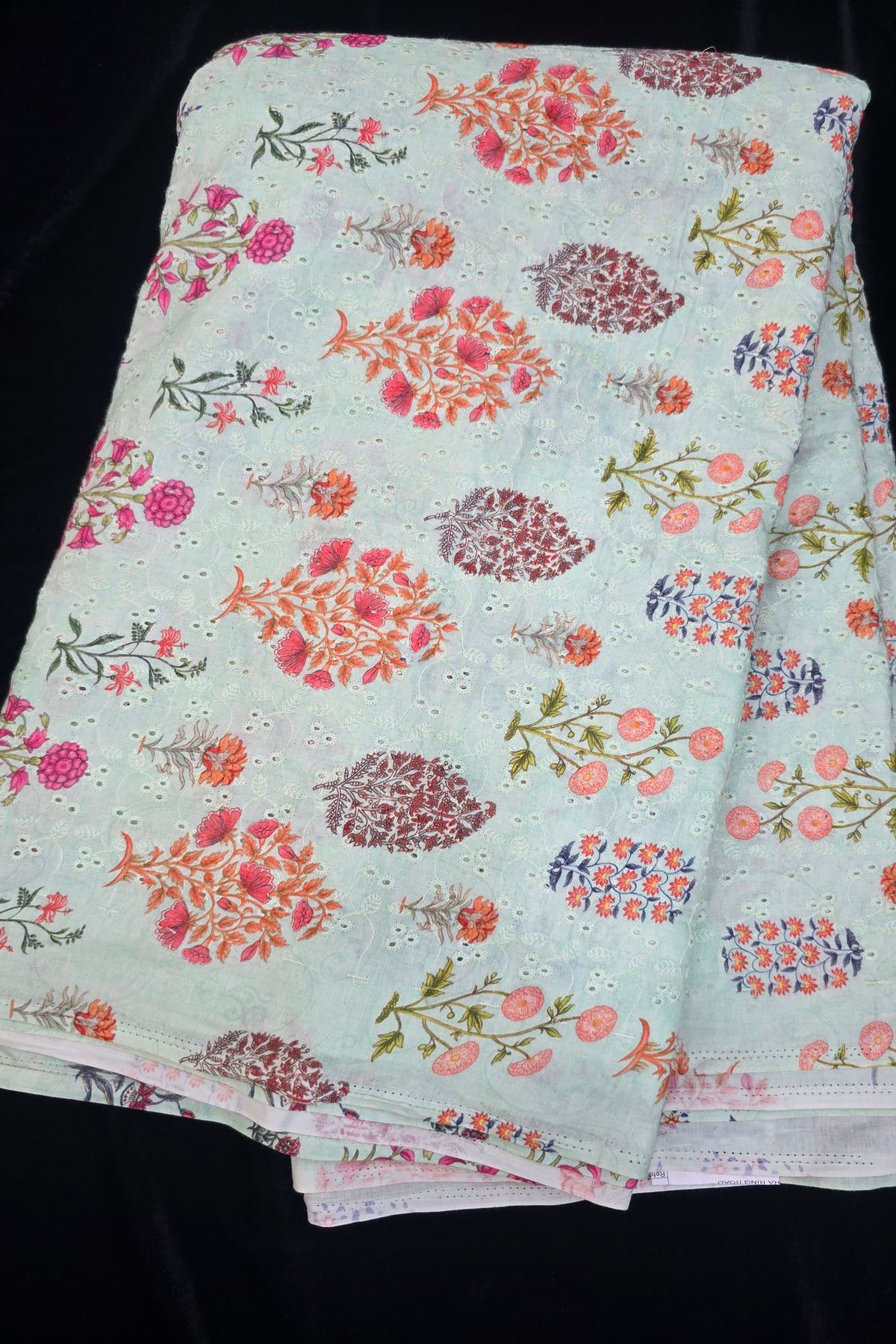 Mughal Flowers Printed Pure Cotton Hakoba Fabric