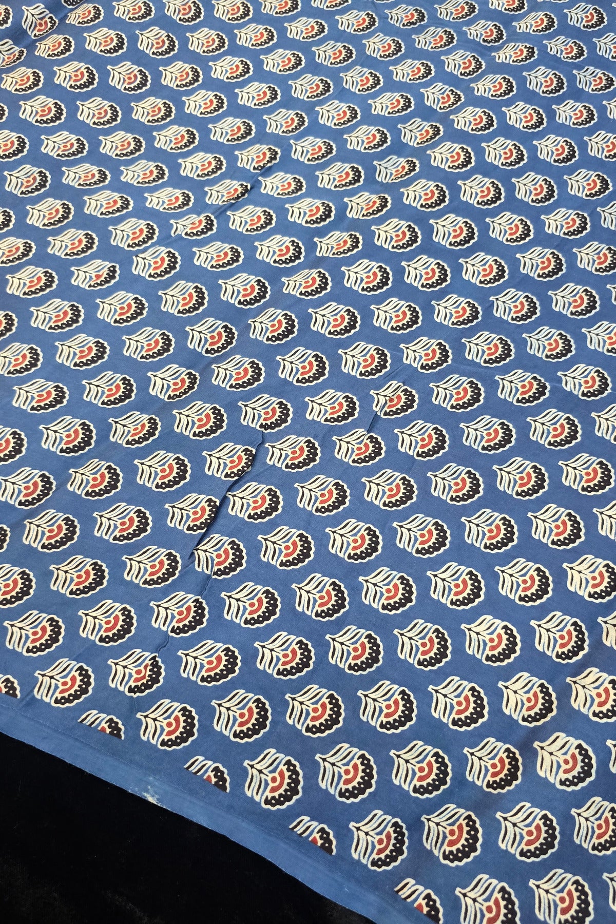 Mohar Flowers Ajrak Printed Pure Modal Satin Fabric
