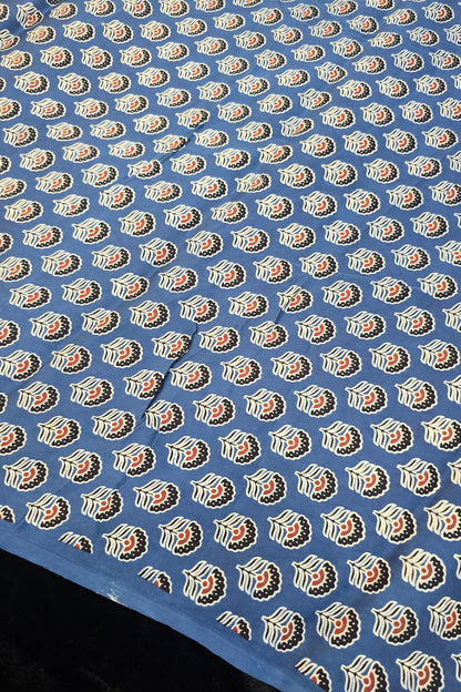 Mohar Flowers Ajrak Printed Pure Modal Satin Fabric